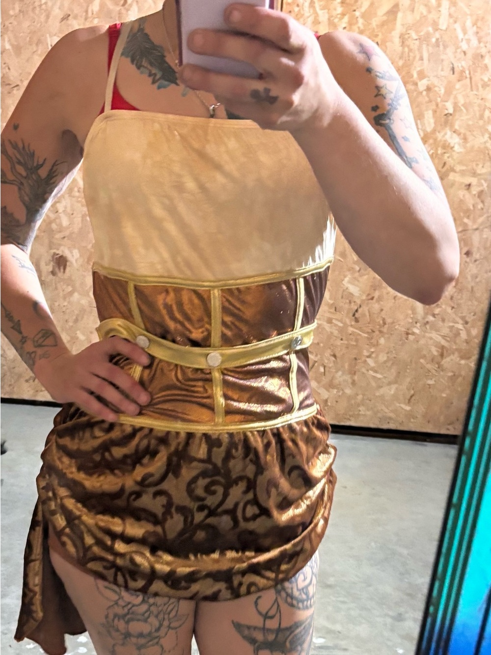 Gold Brown Women's Corset Dress - Unbranded